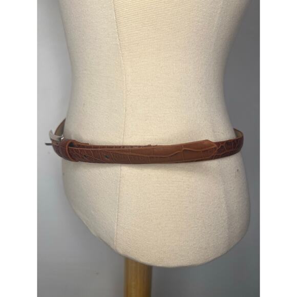 Women’s Kenneth Cole Croc Embossed Thin Leather Belt Medium Tan - Picture 5 of 8